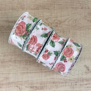 🌸 Pioneer Woman Holly Rose Fabric Ribbon, x 4 rolls